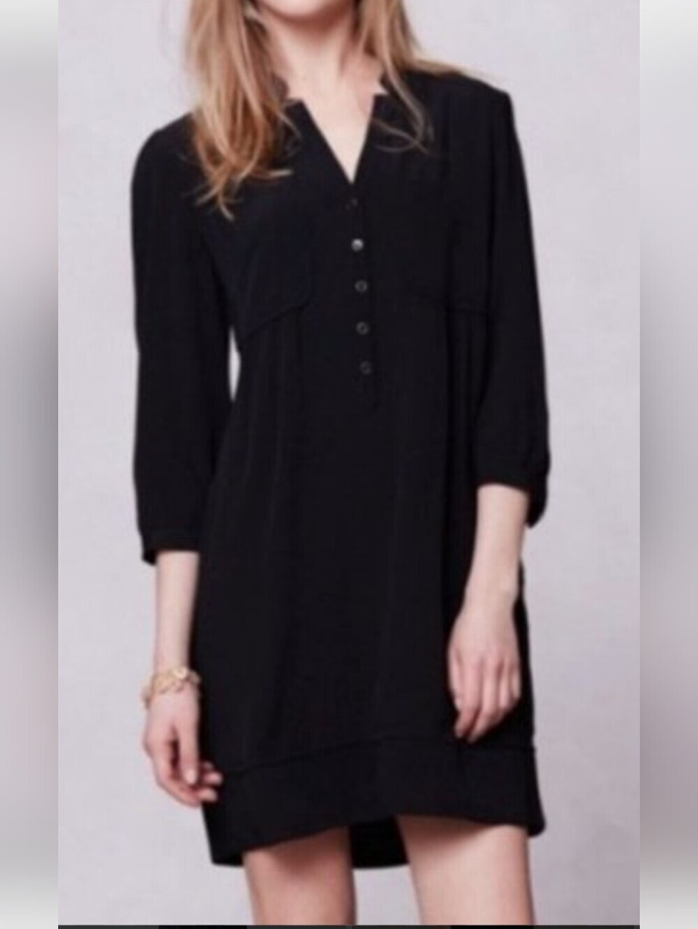 Maeve Black Button-Front Tunic Dress Size 0